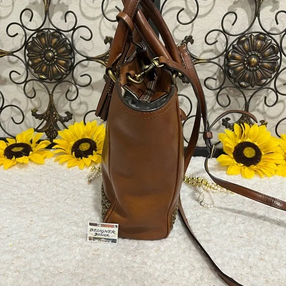 COACH Legacy Mini Tanner Pyramid Stud Crossbody RARE! Brown GUC! - Picture 6 of 15